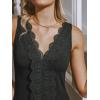 imageCUPSHE Womens V Neck Basic Sleeveless T Shirt Bodysuit Tops Knit Lace Scalloped Jumpsuit