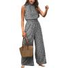 imageCUPSHE Women Floral Summer Maxi Jumpsuit with Pocket Mock Neck Elastic Waist Wide Leg Business Wedding Casual Holiday DressyBlack Floral