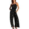 imageCUPSHE Womens Casual Loose Overalls Jumpsuits High Neck Sleeveless Wide Leg Boho One Piece Rompers With PocketsFloral Black