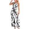imageCUPSHE Womens Casual Loose Overalls Jumpsuits High Neck Sleeveless Wide Leg Boho One Piece Rompers With PocketsWhite Patterned