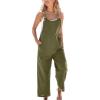 imageCUPSHE Womens Casual Loose Overalls Jumpsuits Sleeveless Overall Scoop Neck Button Front Outfit Casual Beach GreenGreen