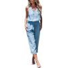 imageCUPSHE Womens Casual Sleeveless Scoop Neck Button Down Overalls With PocketsLight Blue