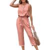 imageCUPSHE Womens Casual Sleeveless Scoop Neck Button Down Overalls With PocketsPink