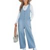 imageCUPSHE Womens Denim Jumpsuit Sleeveless Wide Leg Casual Cotton Jumpsuit Front Zip Pocket RomperBlue