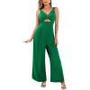 imageCUPSHE Womens Jumpsuit V Neck Solid Wide Leg Pants Cutout Sleeveless High Waist Casual Summer Outfits Romper 2025Green
