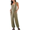 imageCUPSHE Womens Jumpsuits Waffle Knit Patch Pocket Overall Sleeveless Outfit Casual
