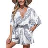 imageCUPSHE Womens Print Shorts Jumpsuit Wrap V Neck 34 Sleeve Casual Loose Oversized Romper