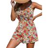 imageCUPSHE Womens Romper Floral Sweetheart Twist Cutout Jumpsuits Wide Leg Overall Sleeveless Outfit Casual