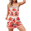 imageCUPSHE Womens Romper Sleeveless Floral Tropical Wide Leg Waist Jumpsuit Casual Outfit Beach VacationPink