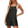 imageCUPSHE Womens Romper Square Neck Denim Pocket Pinafore Jumpsuits Sleeveless Overall Wide Leg Outfit Casual DressyBlack