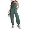 imageCUPSHE Womens Sleeveless Jumpsuit Summer Drawstring Tied Pockets Wide Leg One Piece Romper Casual Outfit Beach VacationOlive