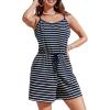 imageCUPSHE Womens Striped Romper Tie Front Sleeveless Straight Leg Jumpsuits Overall Outfit Casual