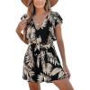 imageCUPSHE Womens Summer Casual Ruffle Sleeveless Romper V Neck Wide Leg Overalls Shorts Jumpsuit 2025 Beach Vacation OutfitsFloral Black