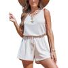 imageCUPSHE Womens Summer Casual Sleeveless Romper Overalls One Piece Jumpsuit Beach Cover Up Vacation Summer OutfitsBeige