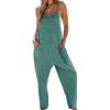 imageCUPSHE Womens Summer Jumpsuit Sleeveless Casual Loose Fit Knit Scoop Neck Wide Leg Pockets Long Romper One Piece VacationGreen