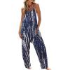 imageCUPSHE Womens Summer Jumpsuit Sleeveless Casual Loose Fit Knit Scoop Neck Wide Leg Pockets Long Romper One Piece VacationNavy Printed