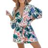 imageCUPSHE Womens Summer Wide Leg Rompers V Neck Short Sleeve Overall Jumpsuit Beach Vacation OutfitFloral Green