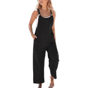 imageCUPSHE Womens Casual Loose Overalls Jumpsuits Sleeveless Overall Scoop Neck Button Front Outfit Casual Beach GreenBlack