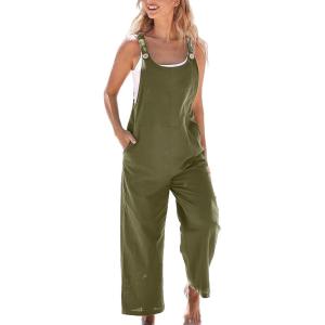 imageCUPSHE Womens Casual Loose Overalls Jumpsuits Sleeveless Overall Scoop Neck Button Front Outfit Casual Beach GreenGreen
