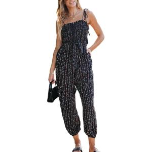 imageCUPSHE Womens Jumpsuit TieShoulder Sleeveless Square Neck Overall Tapered Leg Outfit Casual Beach