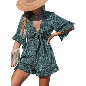 imageCUPSHE Womens Jumpsuits Midnight Blue Belted Jogger Jumpsuits Long Sleeve Outfit Casual DressyGreenWhite