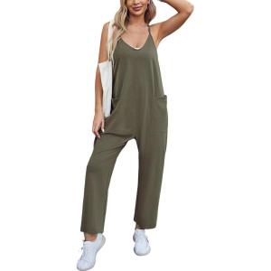imageCUPSHE Womens Jumpsuits VNeck Side Pockets Maxi Overall Sleeveless Outfit Casual