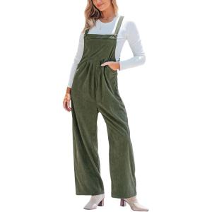imageCUPSHE Womens Overall Romper Square Neck Sleeveless Jumpsuit Pockets Casual Loose Front Pleated Wide Leg OutfitGreen