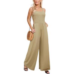 imageCUPSHE Womens Romper Square Neck Sleeveless Jumpsuit Straight leg Outfit Casual DressyKhaki