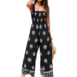 imageCUPSHE Womens Romper Square Neck Sleeveless Jumpsuit Straight leg Outfit Casual DressyNavy Flower