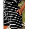 imageCUPSHE Womens Romper Stripe Short Sleeve Jersey Jumpsuits V Neck Overall Waist Tie Outfit Casual