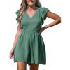imageCUPSHE Womens Romper V Neck Flutter Sleeve Jumpsuits Summer Casual Loose Wide Leg Shorts Outfit