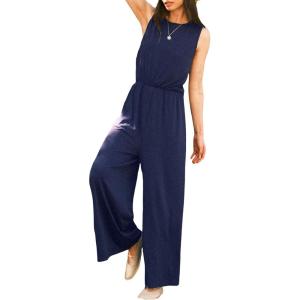 imageCUPSHE Womens Jumpsuits Crewneck Loose Fit Overall Sleeveless Wide Leg Outfit Dressy Casual