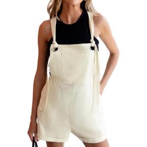 imageCUPSHE Womens Romper Sleeveless Square Neckline Knotted Pocket Front Straight Leg Jumpsuits Shortall