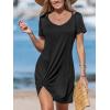 imageCUPSHE Summer Dresses for Women Short Sleeve Twisted Casual T Shirt Dress Beach Swimsuit CoverupBlack