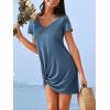imageCUPSHE Summer Dresses for Women Short Sleeve Twisted Casual T Shirt Dress Beach Swimsuit CoverupBlue