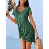 imageCUPSHE Summer Dresses for Women Short Sleeve Twisted Casual T Shirt Dress Beach Swimsuit CoverupGreen