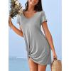 imageCUPSHE Summer Dresses for Women Short Sleeve Twisted Casual T Shirt Dress Beach Swimsuit CoverupGrey
