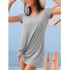 imageCUPSHE Summer Dresses for Women Short Sleeve Twisted Casual T Shirt Dress Beach Swimsuit CoverupGrey