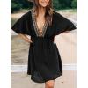 imageCUPSHE Womens Beach Cover Ups V Neck Swimwear Embroidered Bathing Suit Mini Dress Cover Up 2024Black