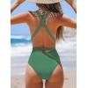 imageCUPSHE Womens Stripe Bikini Bowknot Shirred SwimsuitBasil Green