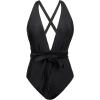 imageCUPSHE Womens Stripe Bikini Bowknot Shirred SwimsuitBlack