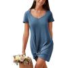 imageCUPSHE Summer Dresses for Women Short Sleeve Twisted Casual T Shirt Dress Beach Swimsuit CoverupBlue