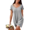 imageCUPSHE Summer Dresses for Women Short Sleeve Twisted Casual T Shirt Dress Beach Swimsuit CoverupGrey