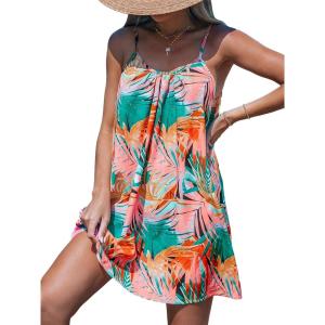 imageCUPSHE Womens Spaghetti Strap Swimsuit Cover Ups Sleeveless Beach Swim Basic Tshirt DressFlamingos