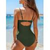 imageCUPSHE Womens One Piece Swimsuit Sweetheart Neck Molded Cups Push Up Mesh Bathing Suit Cutout Back Hook SwimwearDeep Green
