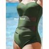 imageCUPSHE Womens One Piece Swimsuit Sweetheart Neck Molded Cups Push Up Mesh Bathing Suit Cutout Back Hook SwimwearDeep Green