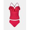 imageCUPSHE Womens Tankini Sets Ruffle Sweetheart Neck Two Piece Bathing Suits Adjustable Self Tie Ruched SwimwearRed