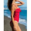 imageCUPSHE Womens Tankini Sets Ruffle Sweetheart Neck Two Piece Bathing Suits Adjustable Self Tie Ruched SwimwearRed