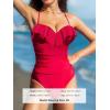 imageCUPSHE Womens Tankini Sets Ruffle Sweetheart Neck Two Piece Bathing Suits Adjustable Self Tie Ruched SwimwearRed