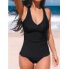 imageCUPSHE Womens Tankini Sets Two Piece Swimsuit Racerback Bathing Suits Top Cutout Flowy Mid Rise BottomBlack